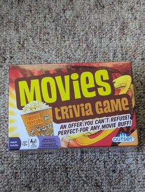 Movies Trivia Game - Adult 12+ Ages 2+ Platyers  Brown & Yellow